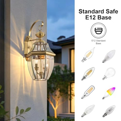 Solid Brass Outdoor Wall Light Fixtures, 20.5" - color: Antique Brass - 1 Pack, size: 20.5 inch