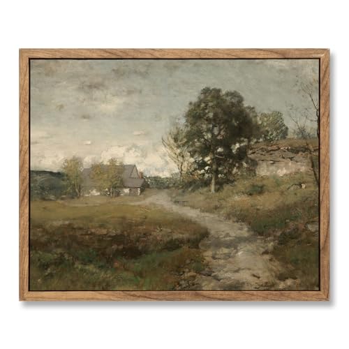 ElfLuna Framed Canvas, Vintage Rural Path Farmhouse Landscape Print | Vintage rural path framed canvas. Farmhouse style, HD print, solid frame, ideal decor for living room, bedroom and bathroom - color: Country Lane, size: 10"L x 8"W