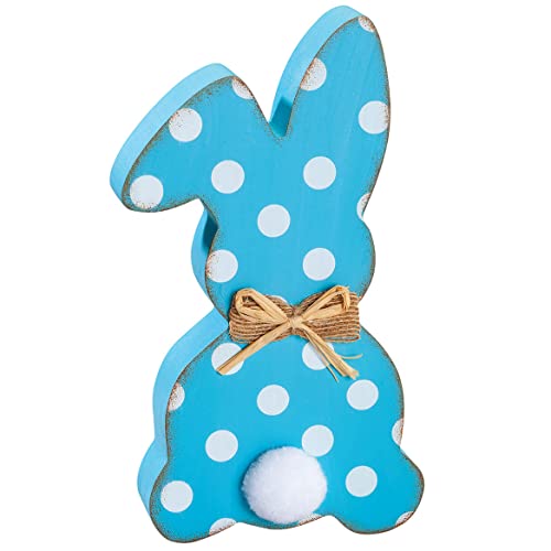 Easter Blue Bunny Shelf or Table Sitter, 100% MDF, Seasonal D cor -