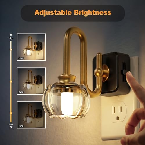 JandCase Night Light, Night Lights Plug into Wall, Glass LED Nightlight - color: Pumpkin Flower