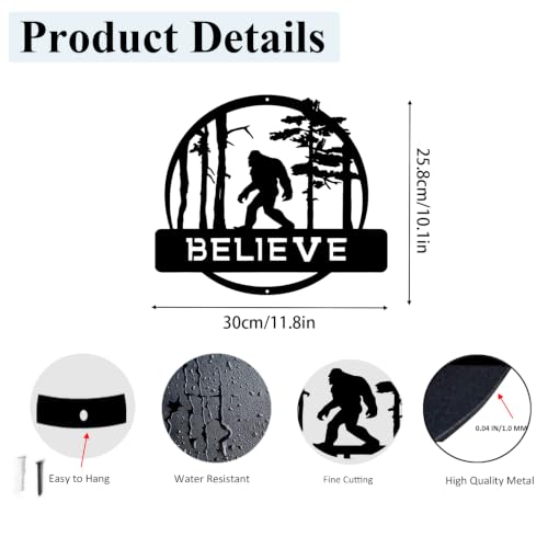 DUOOLN Big Foot Sasquatch Metal Wall Decor Art, Mountain Hunting Home Sign - color: Black - Big Foot Sasquatch
