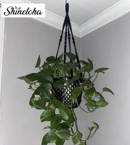 2 Pack Macrame Plant Hanger Large for 12 inch Pot, Large Plant Hanger - color: Black