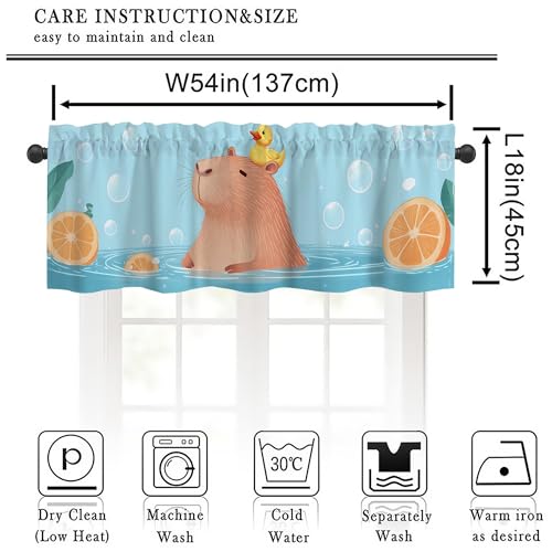 Cute Capybara Valance Curtains,Rod Pocket Valances for Windows,Small Window Treatment Valances for Kitchen,Living Room,Bedroom,Bathroom,Home Decor,18x54 Inch,1 Panel - color: Capybara01, size: 54"W x 18"L (Pack of 1)