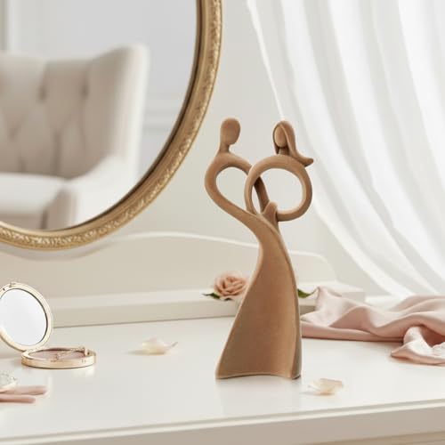 Romantic Couple Statue with Soft Flocked Finish, Brown - color: Couple02-brown