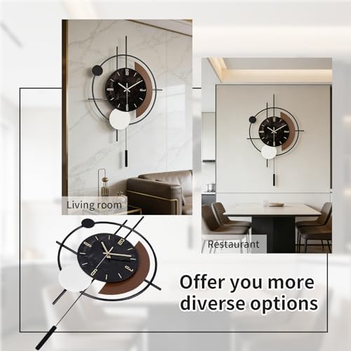 Wall Clock, Silent Quality Quartz Battery Operated with Pendulum, Large Wall Clock for Living Room Kitchen Home Bathroom Bedroom Wall Decor, 18x29.5inch(Black) - size: 18x29.5in