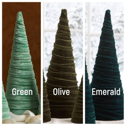 Create Your Own Set of 4 Velvet Trees, Valentine Tree Tabletop, Winter Mantel Decor, Handcrafted Entryway, Wedding Centerpiece Bookshelf (Create Your Own) - color: Create Your Own