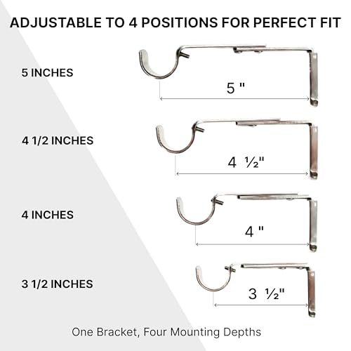 Adjustable Curtain Rod Brackets for Wall 2 Pack, Heavy Duty, Brushed Nickel - color: Brushed Nickel - Set of 2