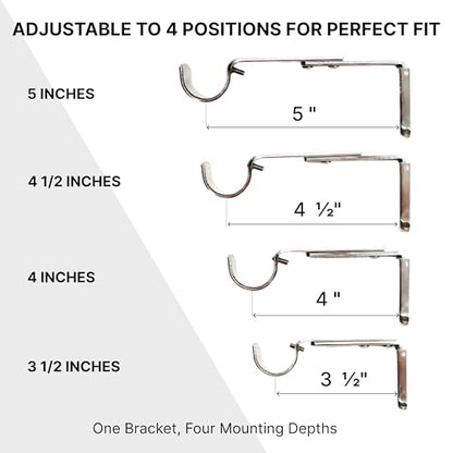 Adjustable Curtain Rod Brackets for Wall 2 Pack, Heavy Duty, Brushed Nickel - color: Brushed Nickel - Set of 2
