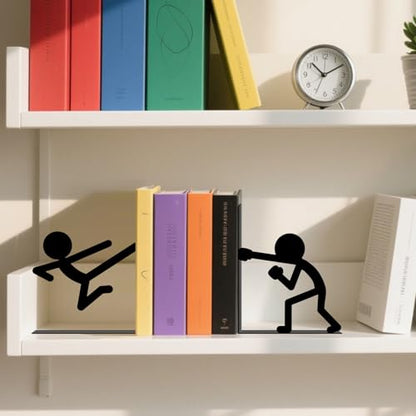 Metal Bookends Martial Arts People Book Ends for Shelves - color: Black - 1 Pair Martial Arts People