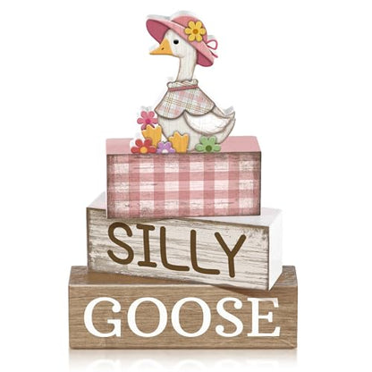 Yuntau 4 Pcs One Silly Goose Table Decor Baby Shower Birthday Party Decor - style: Goose