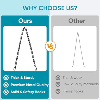 30 Inch Metal Chain for Hangings, Black Chains, with Safety Hooks - color: Black