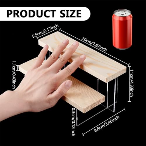 NBEADS 2-Tier Wooden Display Riser Shelf, Antique White Tabletop Small Food Stand Risers Acrylic Display Makeup Step Perfume Organizer for Cosmetics Figure Collection 3.46x7.87x4.33inch