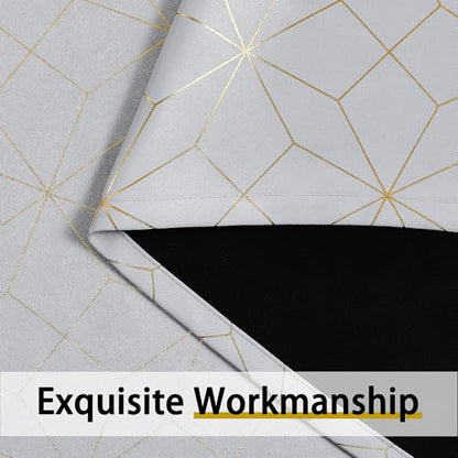 Beauoop Grey Gold 100% Blackout Curtains for Bedroom 50x108 2 Panels - color: Grey/Gold, size: 50"W x 108"L (Pack of 2)