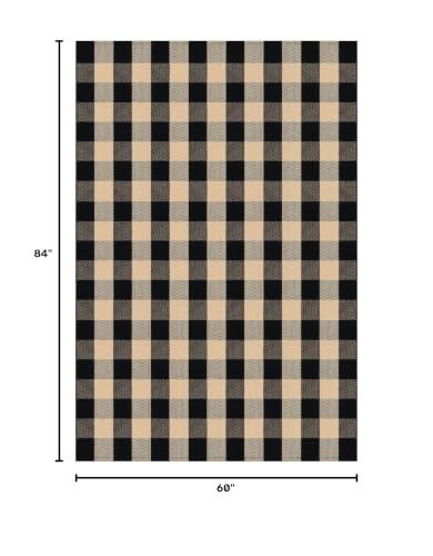 KILOCOCO Buffalo Plaid Checkered Rug 5x7 ft Living Room Rug Brown and Black - color: Brown and Black, size: 5' x 7' (Rectangular)
