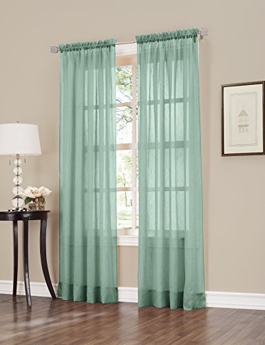 No. 918 Erica Crushed Sheer Voile Rod Pocket Curtain Panel, 51" x 63", Mineral Blue - color: Mineral Blue, size: 51"W x 63"L (Pack of 1)