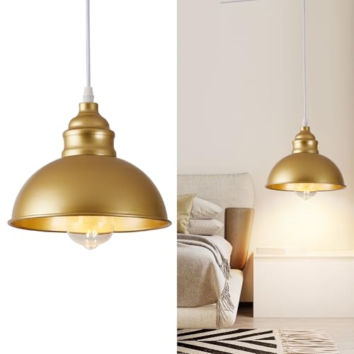 Plug in Pendant Light, 15FT Hanging Lights, On/Off Switch - color: Gold