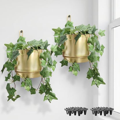 Self-Watering Gold Wall Planters Indoor (5.9 inch) - color: Gold