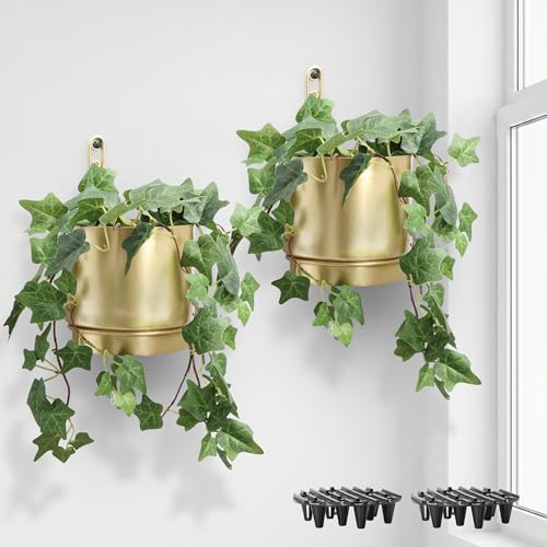 Self-Watering Gold Wall Planters Indoor (5.9 inch) - color: Gold