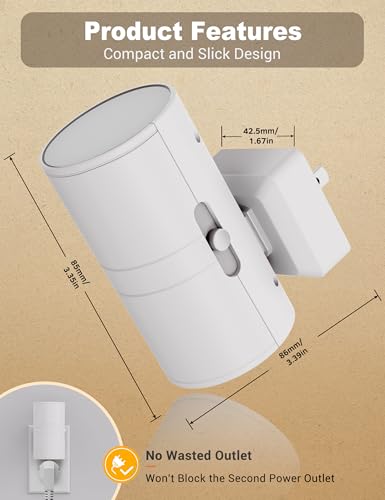 JandCase Night Lights Plug into Wall, Dimmable Night Light, Dusk to Dawn - color: White