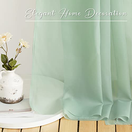 NICETOWN Voile Sheer Scarf Valances for Windows, 216" Extra Long Window Dressings for Anniversary/Wedding Design, Sage Green, 60" Wide, 2 Pieces - color: Sage Green