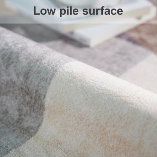 5x7 Washable Area Rug for Living Room - Non-Slip Geometric Rugs Tan Beige - color: Tan Beige, size: 5' x 7' (Rectangular)