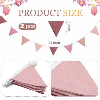 Oudain 2 Pcs Pennant Banner Flags Nursery Garland Triangle, Pink Color - color: Pink Color