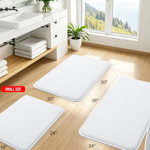Smiry Memory Foam Bath Mat 36x24, Extra Soft Absorbent Bathroom Rugs - color: White, size: 36'' X 24''