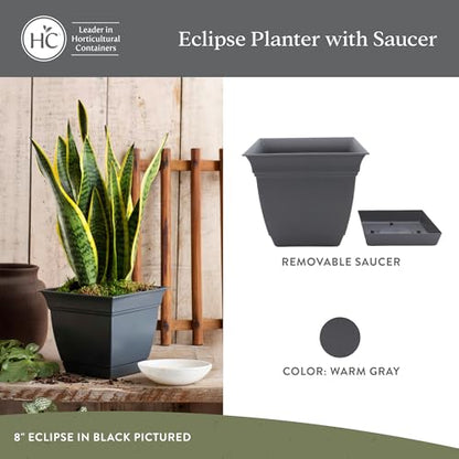 The HC Companies Eclipse Square Planter Pot, 6 Inch, Warm Gray, 4-Pack - color: Warm Gray, size: 6", style: Pack of 4