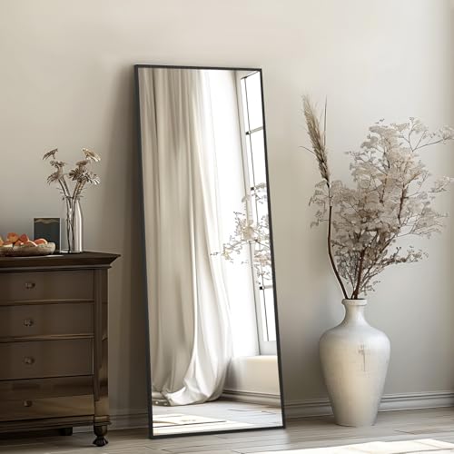56"x18" Full Length Mirror, Free Standing Floor Mirror, Black - color: Black, size: 56"L x 18"W