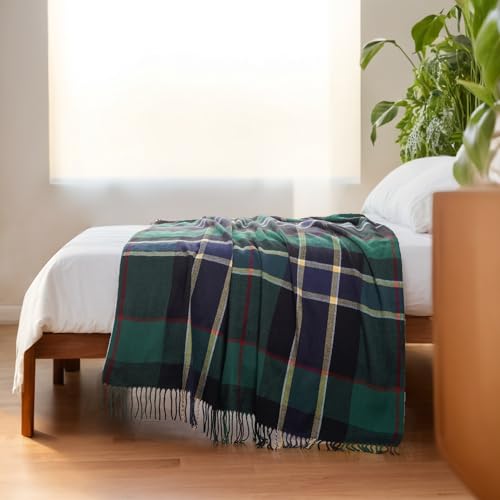Forest Green Plaid Throw Blanket for Couch, Buffalo Checkered Blanket - color: Forest Green