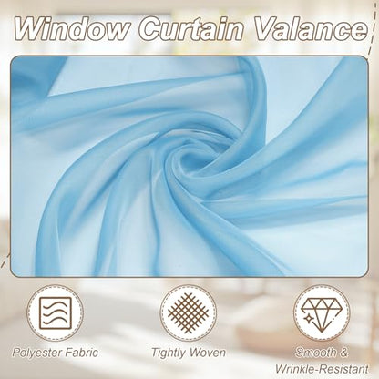 uxcell Window Valance, 51x24 Beaded Sheer Valance Curtains Sky Blue - color: Sky Blue