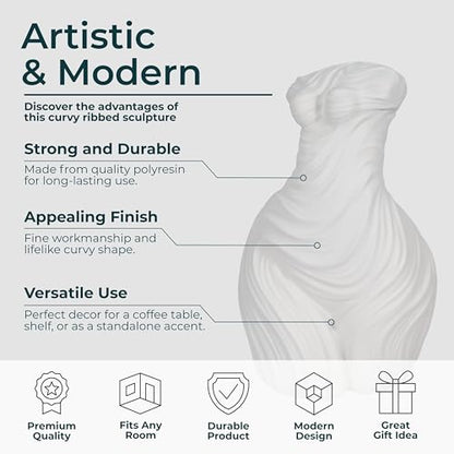 Modern Freeform Resin Sculpture Accent for Living Room Decor, 16", White