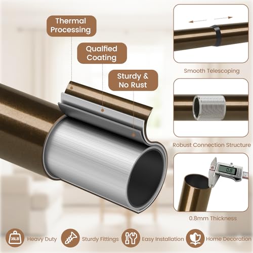 1" Farmhouse Heavy Duty Curtain Rods for Windows,Adjust 18-45",Bronze - color: Antique Bronze, size: 18-45 Inch & 1 Pack