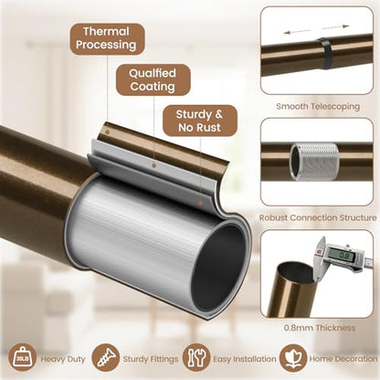 1" Farmhouse Heavy Duty Curtain Rods for Windows,Adjust 36-88",Bronze - color: Antique Bronze, size: 36-88 Inch & 1 Pack