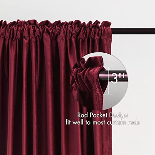 MIULEE Burgundy Red Blackout Velvet Curtains Drapes 72 Inch Long 52"x72" - color: Burgundy, size: 52"W x 72"L (Pack of 2)