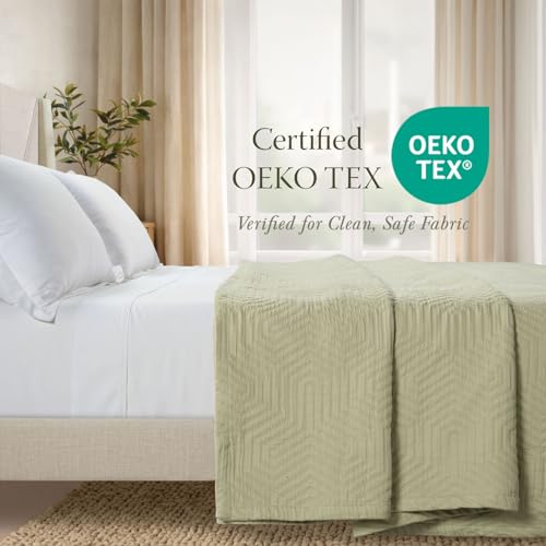 Threadmill Luxury Cotton Blankets for Queen Size Bed | All-Season 100% Cotton Queen Size Blanket | Aster Cozy Lightweight, Soft Breathable Coverlet fits Full Size Bed, 90x92 | Sage Green - color: Aster Sage Green, size: Queen / Full