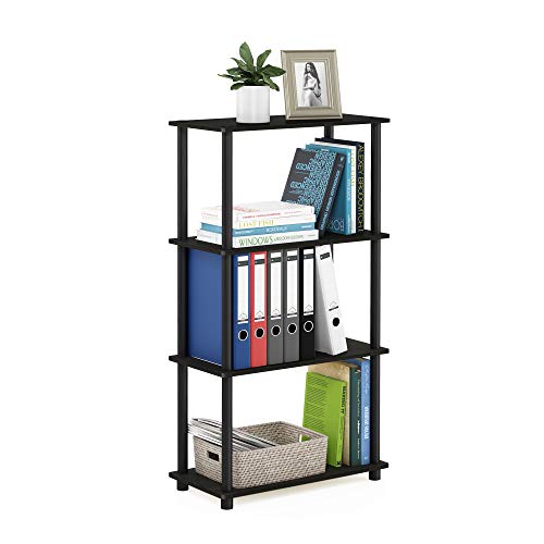 Furinno Turn-N-Tube Toolless 4-Tier Storage Shelves, Espresso - color: Espresso/Black, size: 4-Tier Round Tube