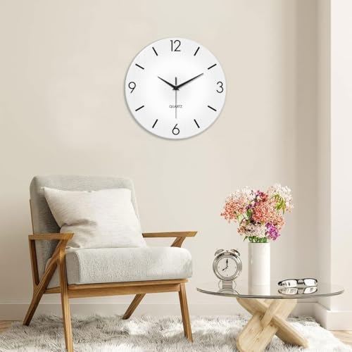 XFM Modern Simple Glass Wall Clock 20 Inch Large White - color: White, size: 20inch