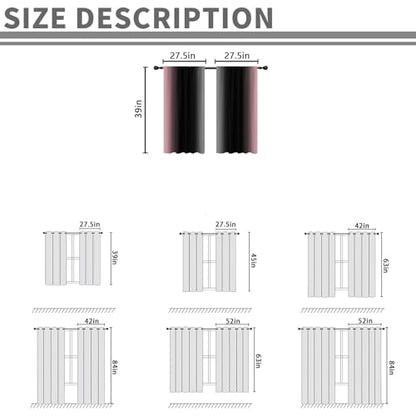 Black Pink Kitchen Curtains, Ombre, 27.5" W x 39" L, Rod Pocket - color: Pink, size: 27.5"W x 39"L (Pack of 2)