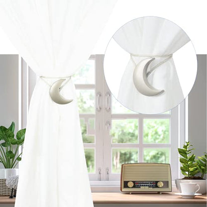 Magnetic Curtain Tiebacks Alloy Moon Curtain Holdbacks Silver/Gold Curtain Tie Backs Curtain Clips Ropes -Set of 2 - color: Siver