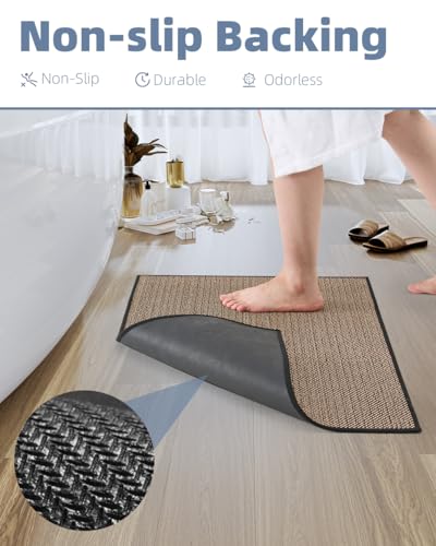 PADOOR Non-Slip Bathroom Runner Rug, Braided Long Bath Mat, 24''x47'' Black - color: Black, size: 24''x47'' Rectangular