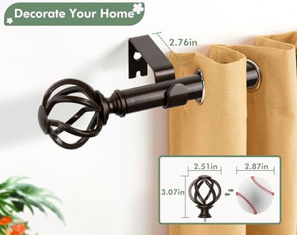 USFOOK Curtain Rods for Windows 48 to 84, Bronze Drapery Rod, 2 Pack - color: Bronze, size: 48-84"(2 pack)