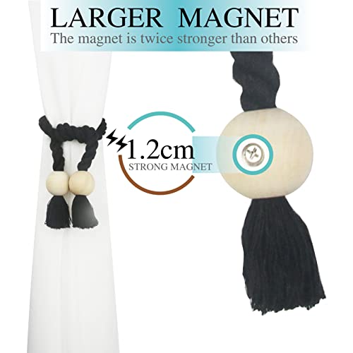 Magnetic Curtain Tiebacks Decorative Tie Back Drapes Holdbacks Nieffeiy - color: Black