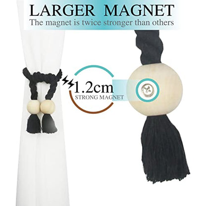 Magnetic Curtain Tiebacks Decorative Tie Back Drapes Holdbacks Nieffeiy - color: Black