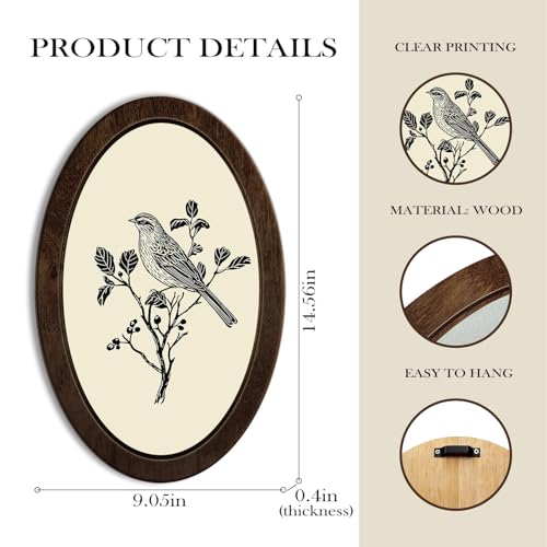 YZSLA Vintage Bird Framed Wall Art Decor,Farmhouse Bird Decor for Home - color: Bird-1