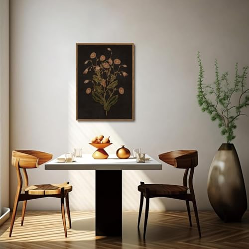 Moody Wildflower Framed Canvas Wall Art 16x24 inch - color: Wild-Mum, size: 16"x24" Natural