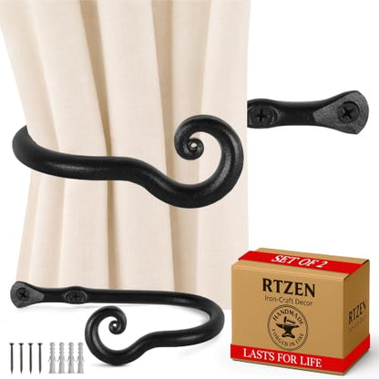 RTZEN Metal Curtain Tiebacks, Drapery Holders for Wall, 2 Pcs - size: Medium, style: Classic