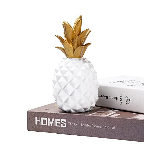 Resin Pineapple Statue, White Modern Luxury Tabletop Decor, 7.8in (H) - color: White