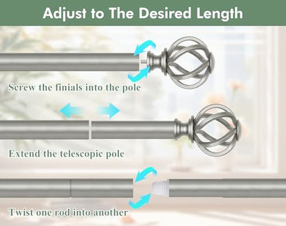 USFOOK Curtain Rod 32 to 58, Window Treatment Rods, Antique Silver, 2 Pack - color: Antique Silver, size: 32-58"(2 pack)
