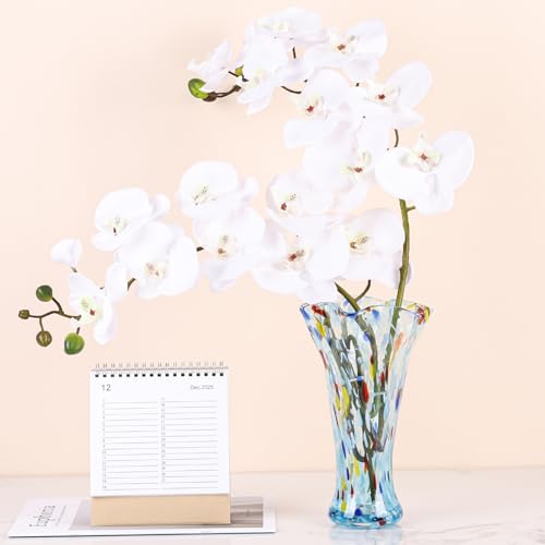 9.0" H Aqua Blue Glass Vases for Flower, Unique Hand Blown Glass Vase - color: Aqua